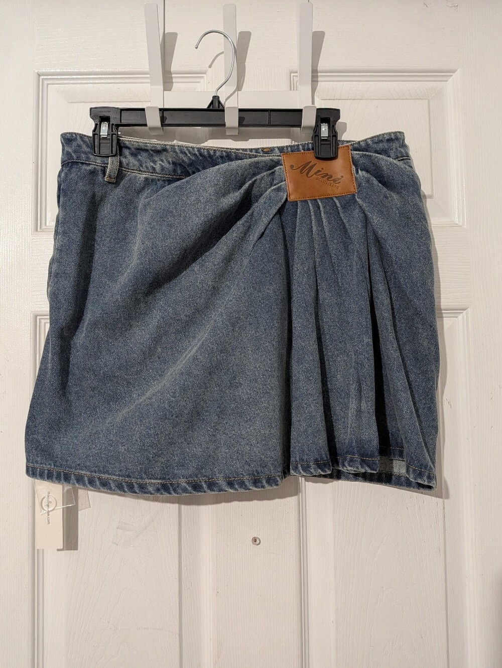 Commense Asymmetric Pleated Denim Mini Skirt - Picture 3 of 16